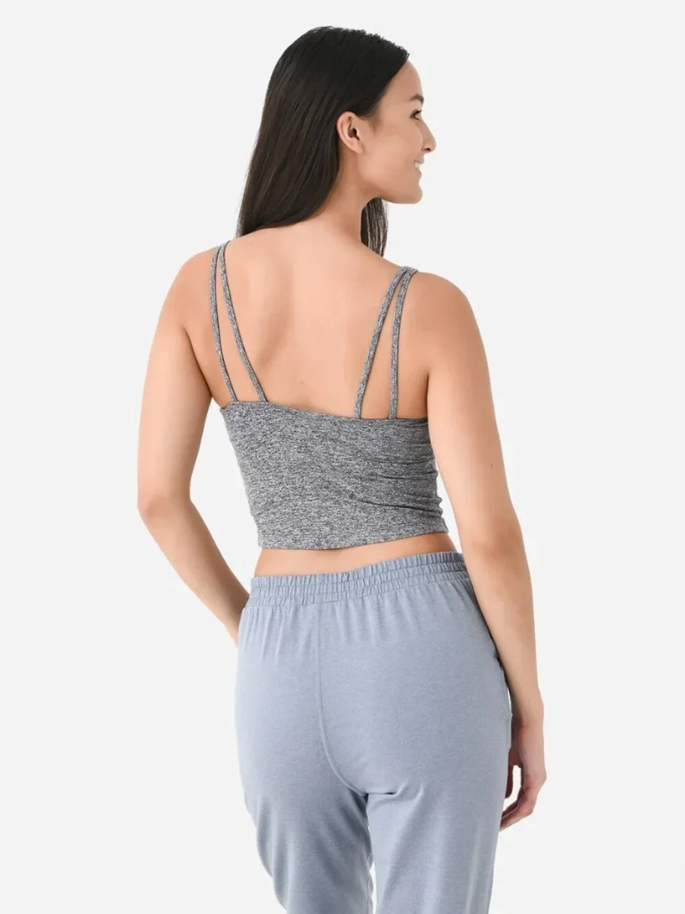 Women's Halo Performance Crop Tanks (Grey & Black) - Picture 3 of 6